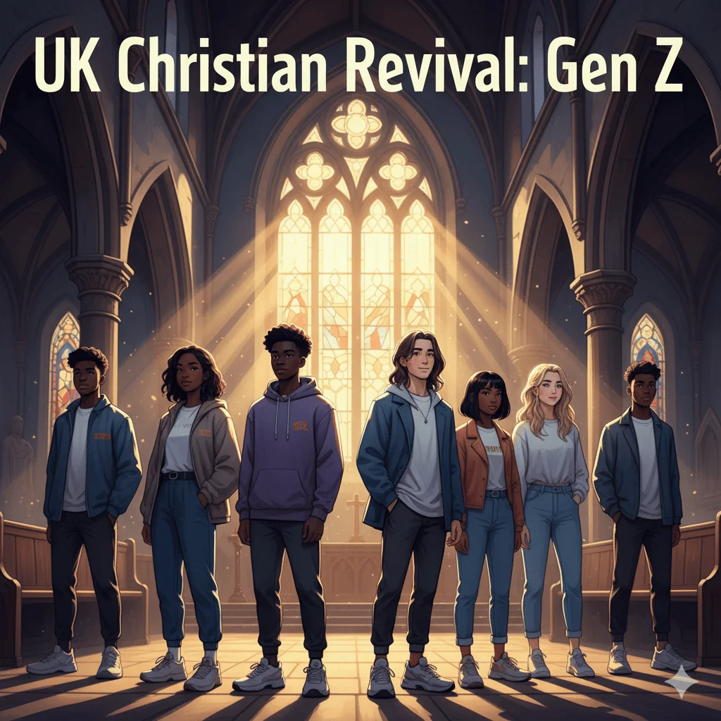 Gen Z group in church; UK Christian Revival: Gen Z.
